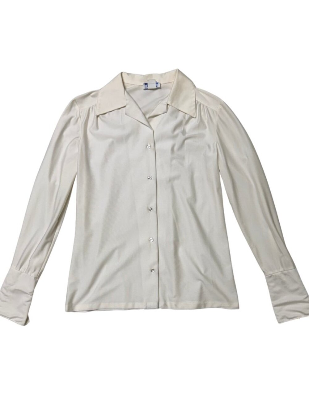 Vintage 70s Button Up Blouse Ship'n'Shore White Cream Sz Med